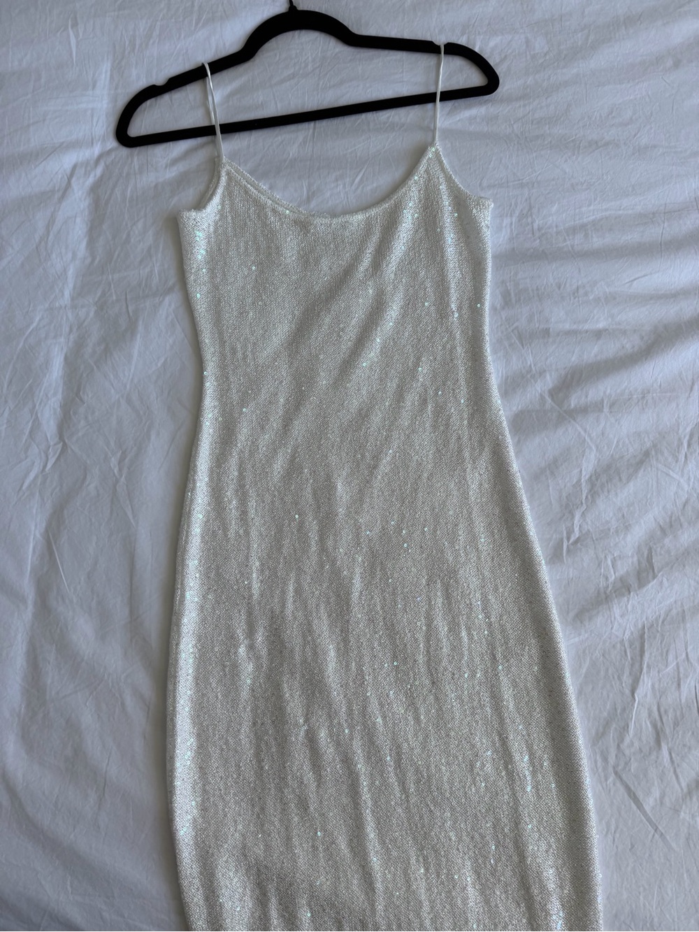 Ivory Sequin Slip Dress - Spaghetti Strap Maxi - Picture 4 of 4